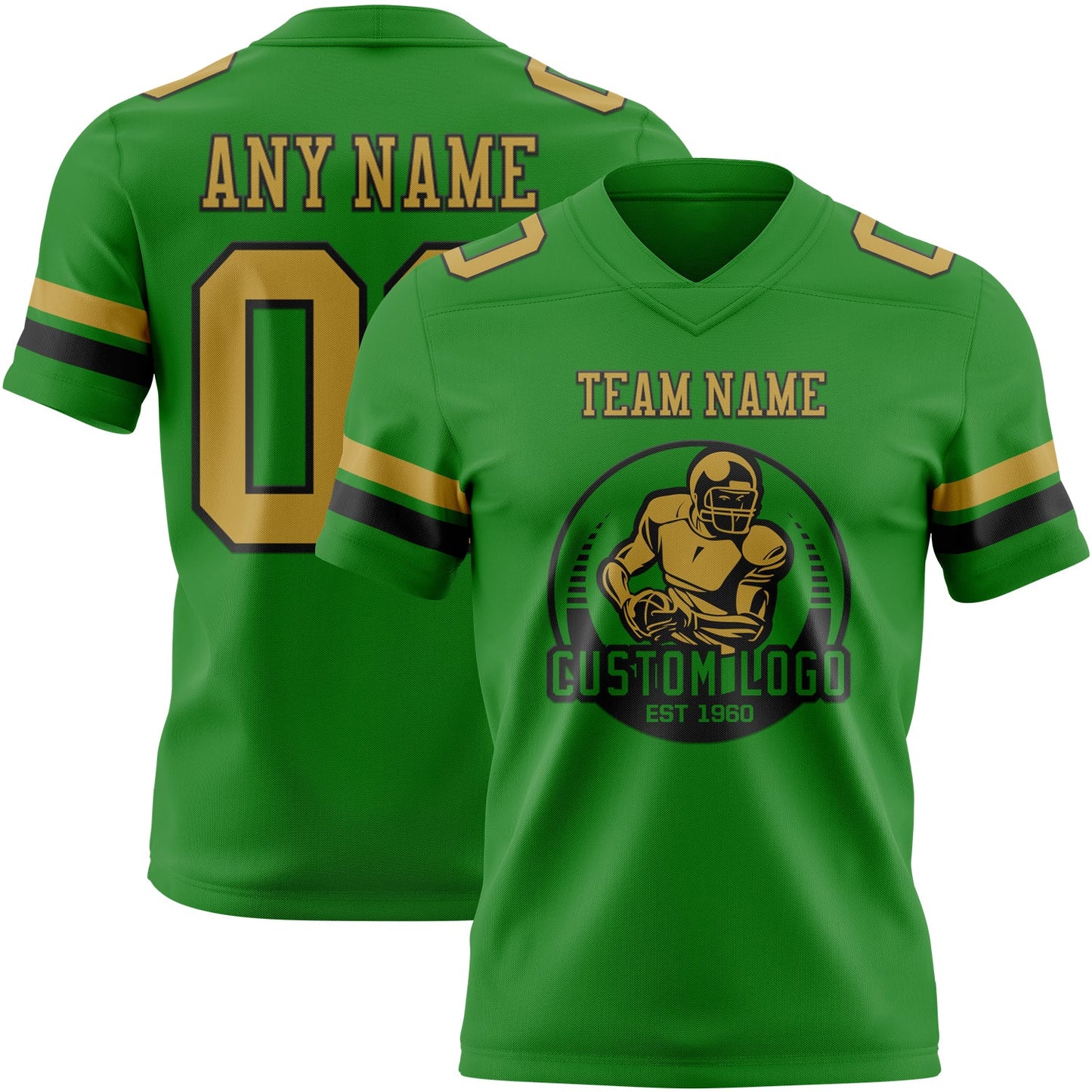 Custom Grass Green Old Gold-Black Mesh Authentic Football Jersey - Sky-Custom