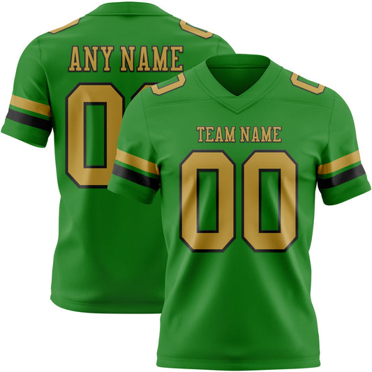 Custom Grass Green Old Gold-Black Mesh Authentic Football Jersey - Sky-Custom