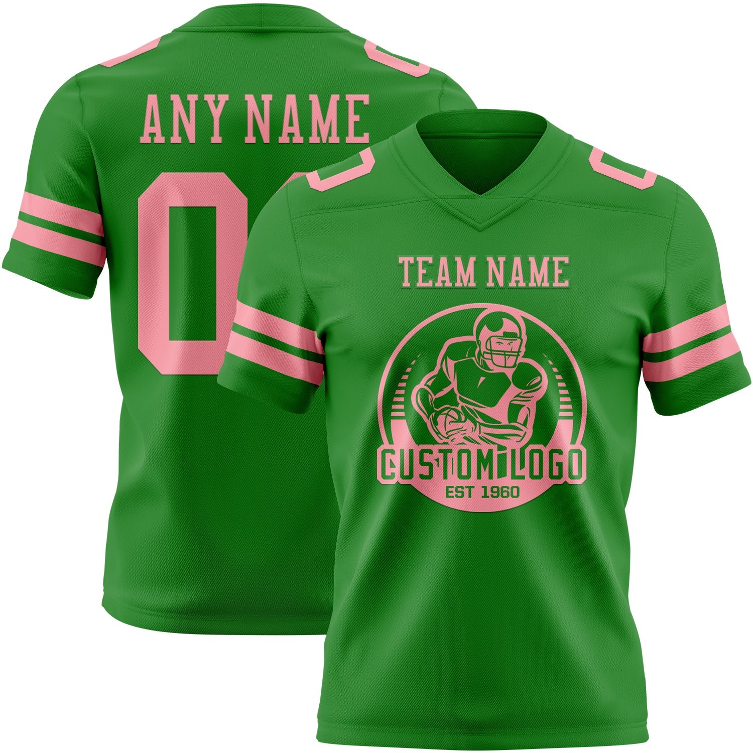 Custom Grass Green Medium Pink Mesh Authentic Football Jersey - Sky-Custom