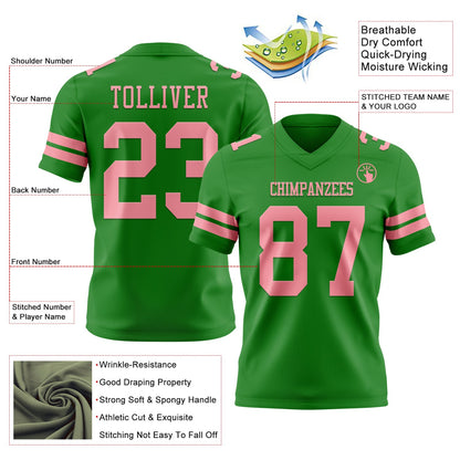 Custom Grass Green Medium Pink Mesh Authentic Football Jersey - Sky-Custom