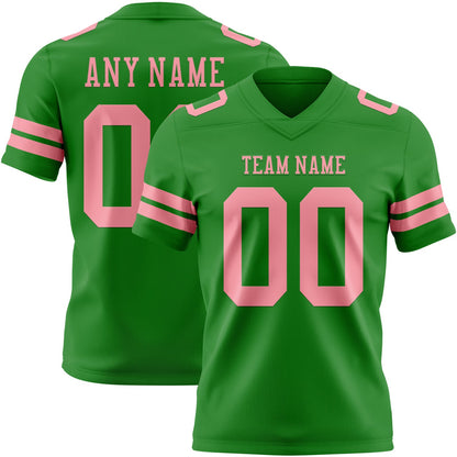 Custom Grass Green Medium Pink Mesh Authentic Football Jersey - Sky-Custom