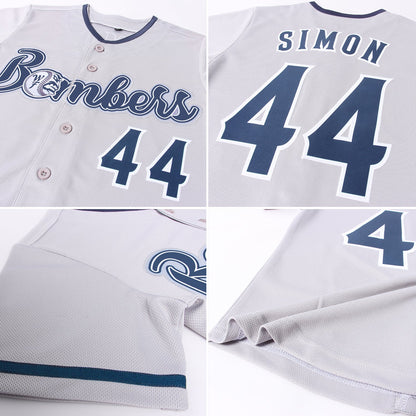 Custom Gray Navy-White Authentic Baseball Jersey - Sky-Custom