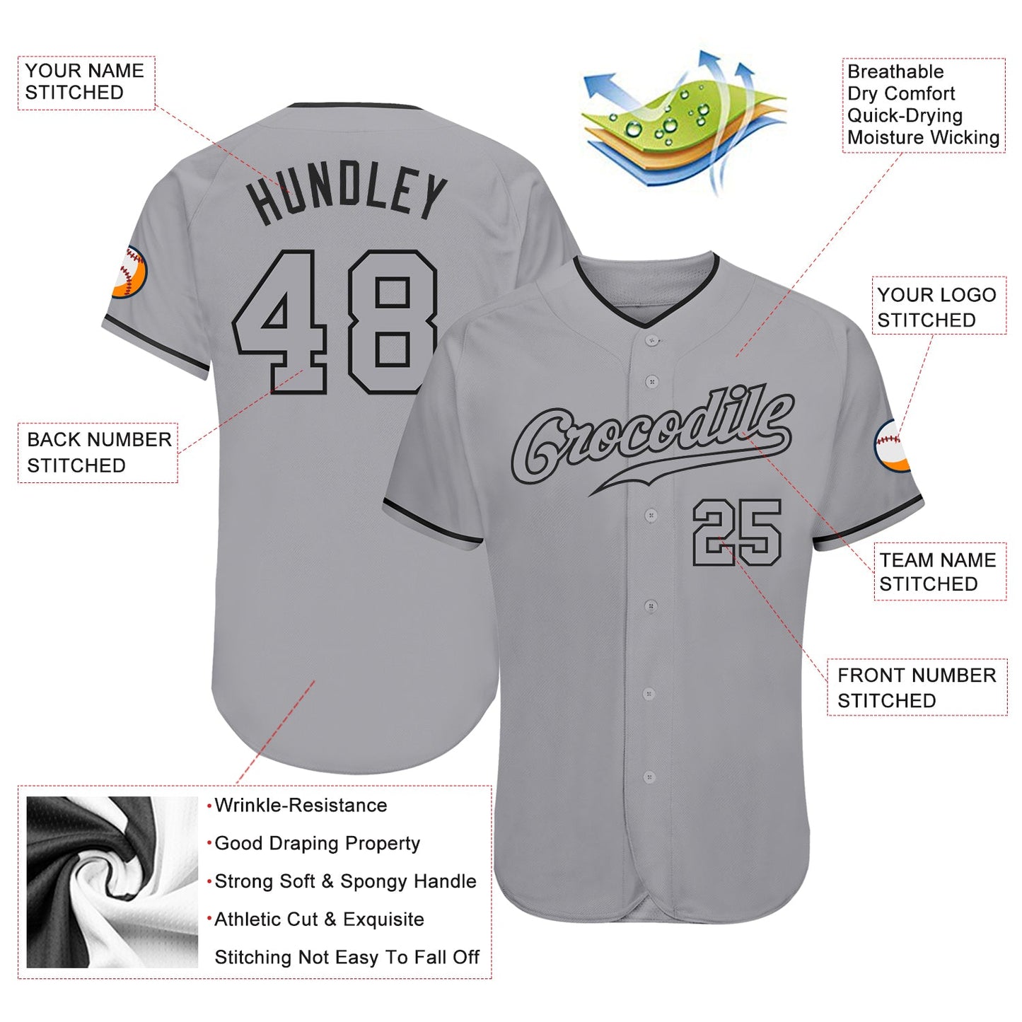 Custom Gray Gray-Black Authentic Baseball Jersey - Sky-Custom