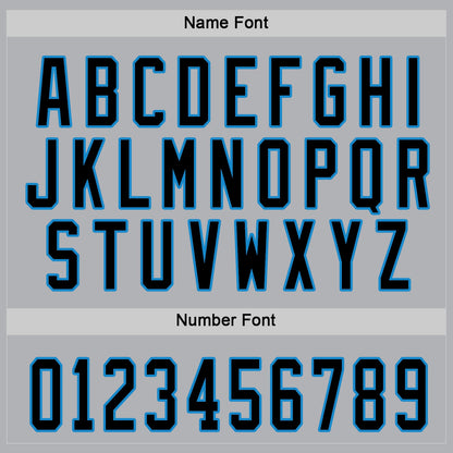 Custom Gray Black-Blue Hockey Jersey - Sky-Custom