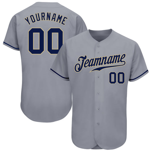 Custom Gray Navy-Vegas Gold Authentic Baseball Jersey - Sky-Custom