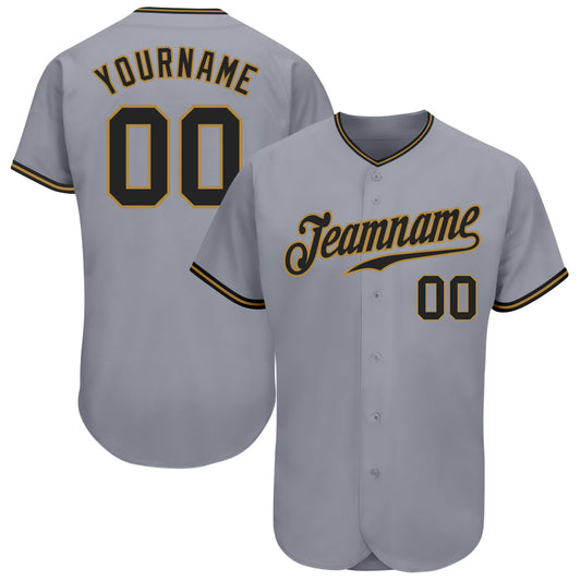 Custom Gray Black-Old Gold Authentic Baseball Jersey - Sky-Custom