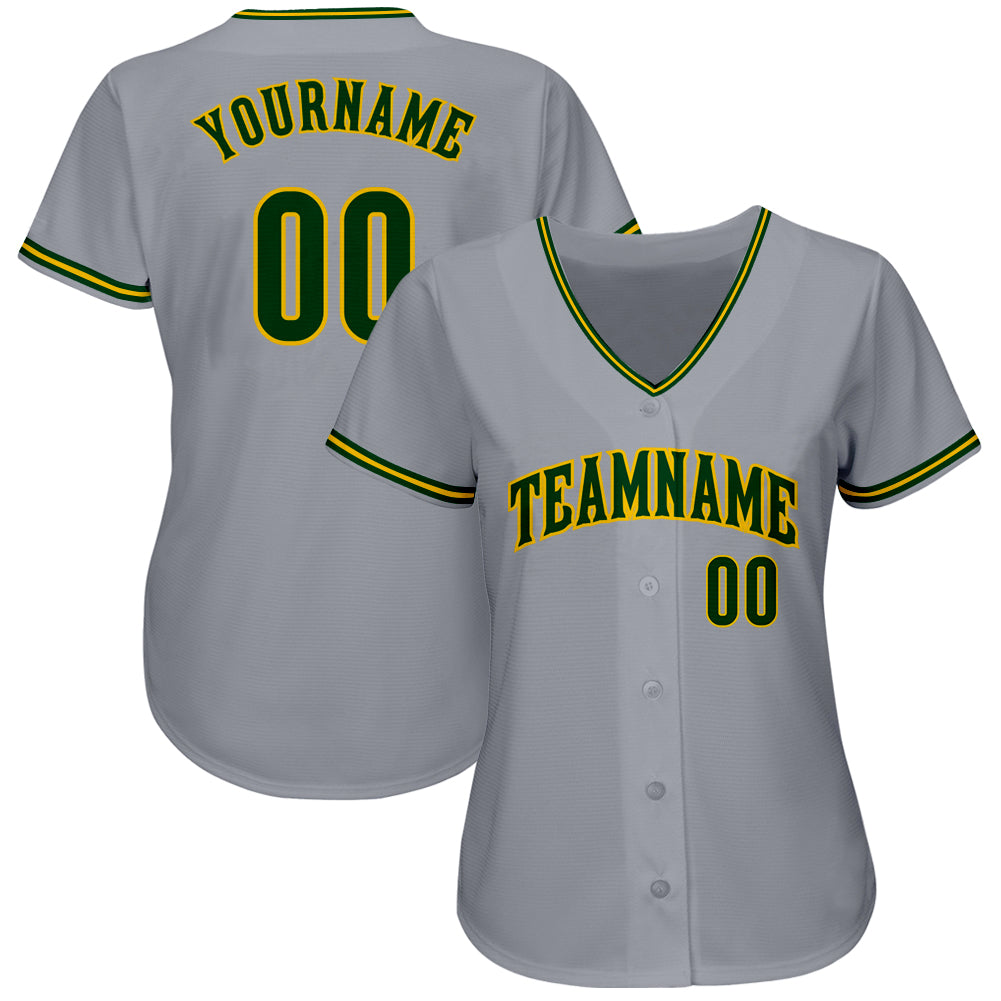 Custom Gray Green-Gold Authentic Baseball Jersey - Sky-Custom