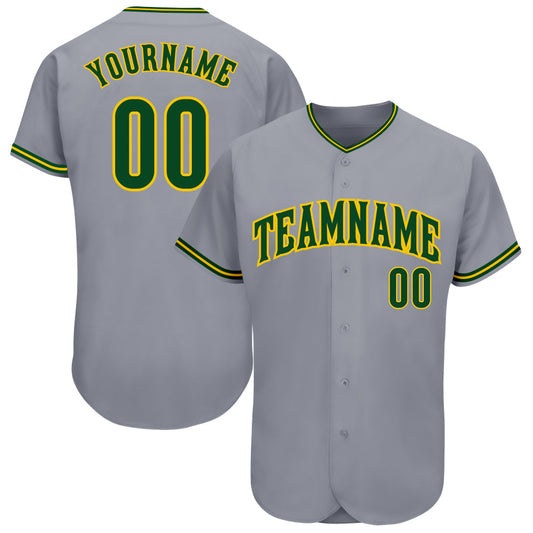 Custom Gray Green-Gold Authentic Baseball Jersey - Sky-Custom