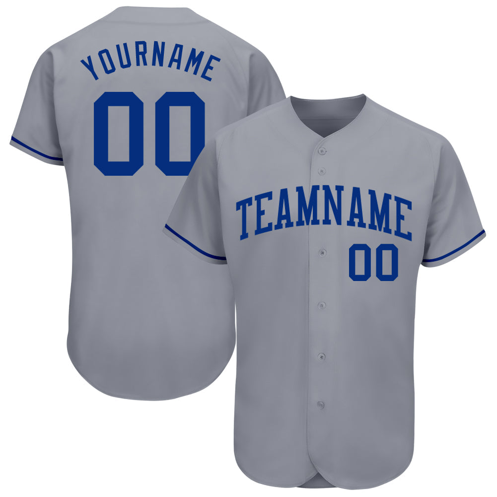 Custom Gray Royal Authentic Baseball Jersey - Sky-Custom