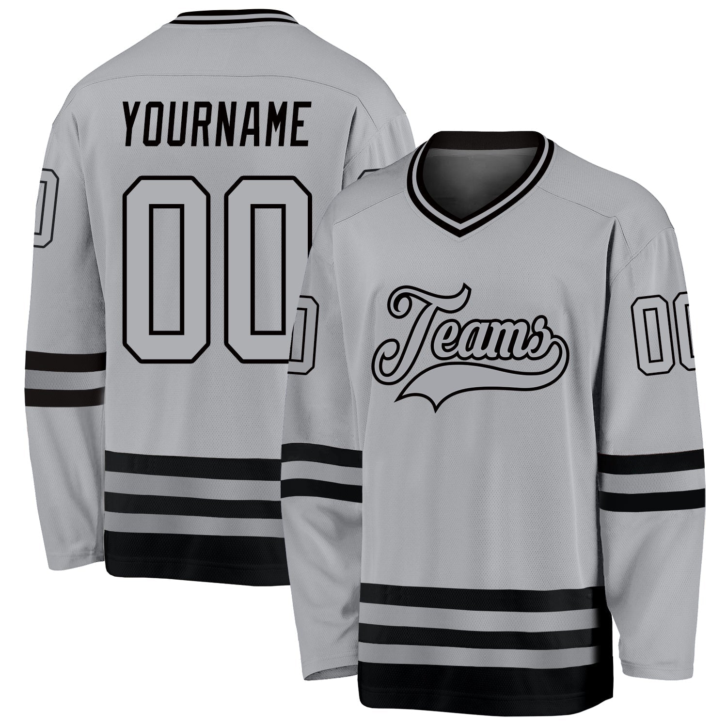 Custom Gray Gray-Black Hockey Jersey - Sky-Custom