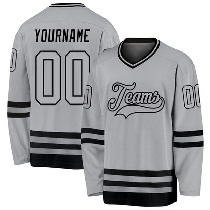 Custom Gray Gray-Black Hockey Jersey - Sky-Custom