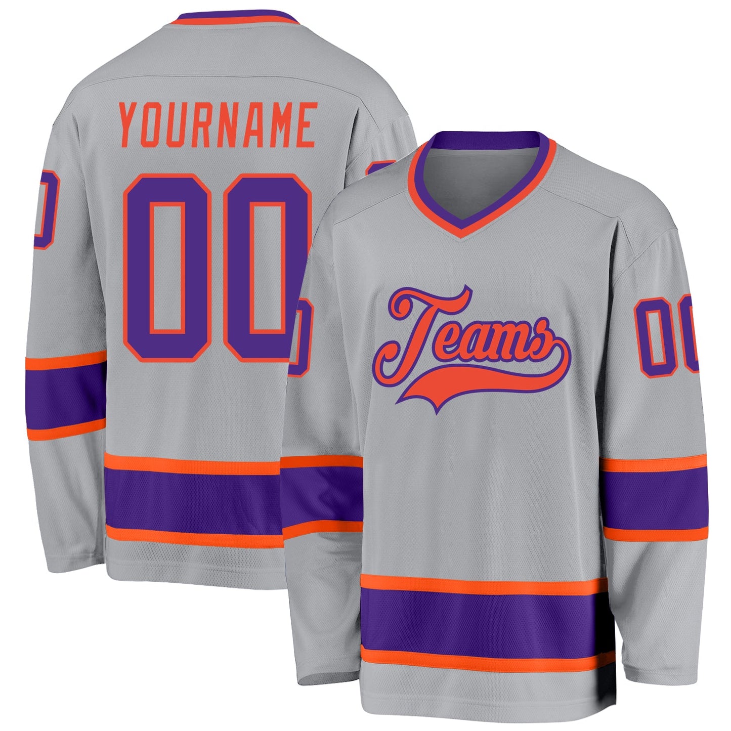Custom Gray Purple-Orange Hockey Jersey - Sky-Custom
