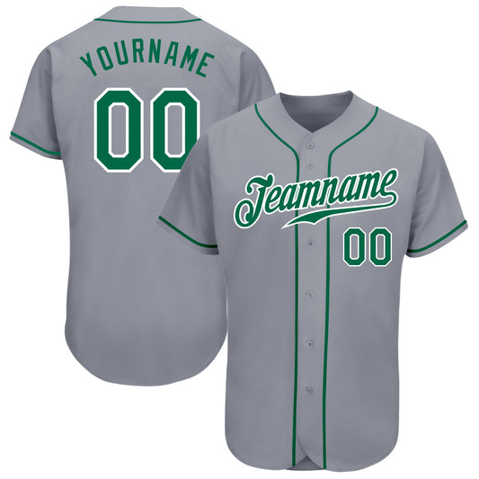 Custom Gray Kelly Green-White Authentic Baseball Jersey - Sky-Custom