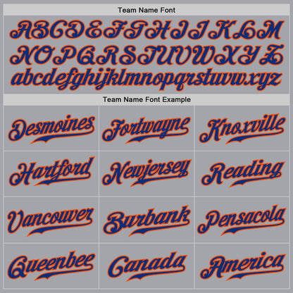 Custom Gray Royal Pinstripe Royal-Orange Authentic Baseball Jersey - Sky-Custom