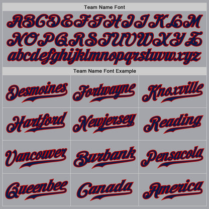 Custom Gray Navy Pinstripe Navy-Red Authentic Baseball Jersey - Sky-Custom