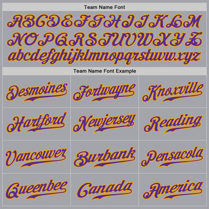 Custom Gray Purple Pinstripe Purple-Gold Authentic Baseball Jersey - Sky-Custom