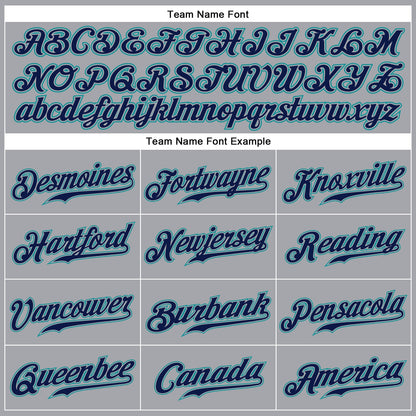 Custom Gray Navy-Teal Authentic Sleeveless Baseball Jersey - Sky-Custom