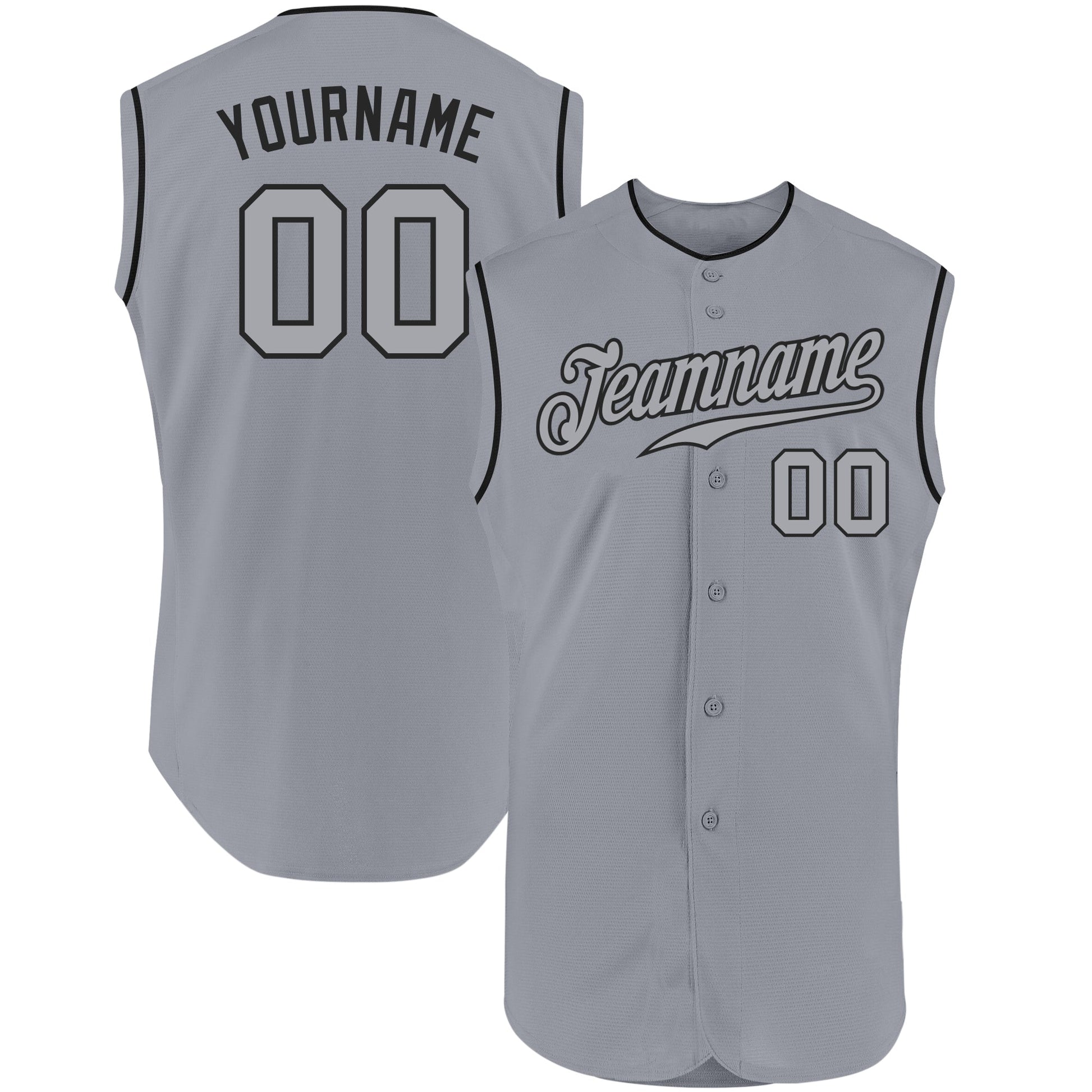 Custom Gray Gray-Black Authentic Sleeveless Baseball Jersey - Sky-Custom