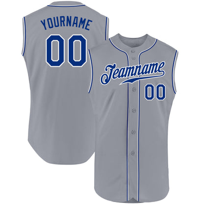 Custom Gray Royal-White Authentic Sleeveless Baseball Jersey - Sky-Custom