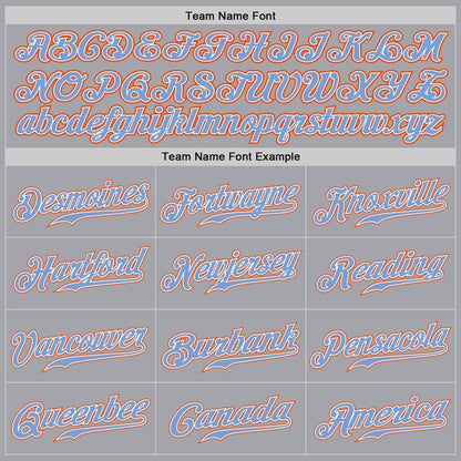 Custom Gray Powder Blue White-Orange Authentic Baseball Jersey - Sky-Custom