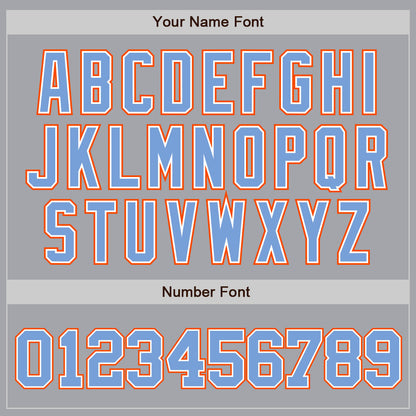 Custom Gray Powder Blue White-Orange Authentic Baseball Jersey - Sky-Custom
