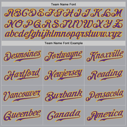 Custom Gray Purple-Gold Authentic Baseball Jersey - Sky-Custom