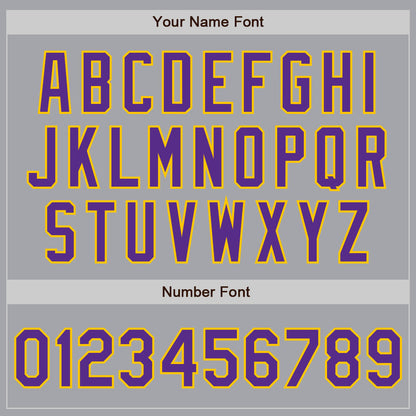 Custom Gray Purple-Gold Authentic Baseball Jersey - Sky-Custom