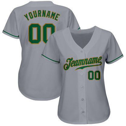 Custom Gray Kelly Green-Old Gold Authentic Baseball Jersey - Sky-Custom