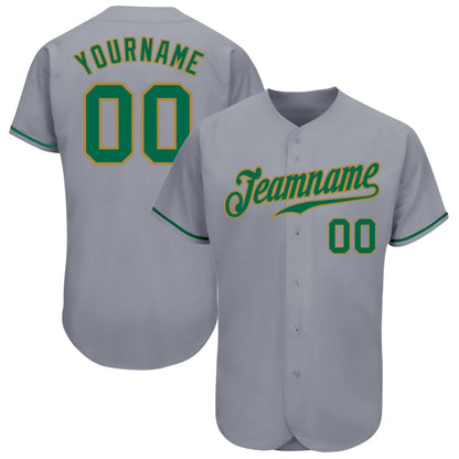 Custom Gray Kelly Green-Old Gold Authentic Baseball Jersey - Sky-Custom