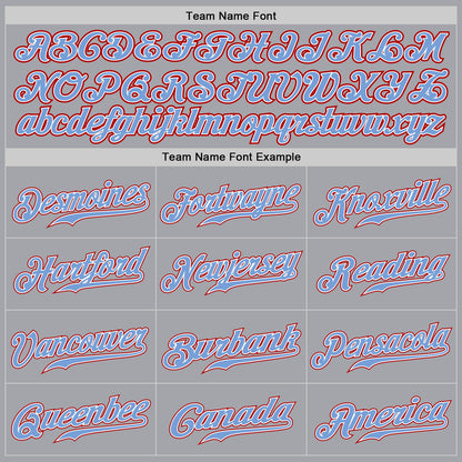 Custom Gray Red White-Light Blue Authentic Baseball Jersey - Sky-Custom