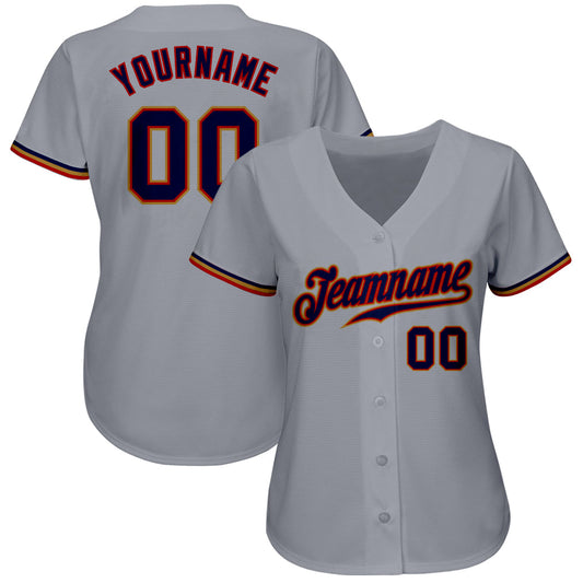 Custom Gray Navy Red-Old Gold Authentic Baseball Jersey - Sky-Custom