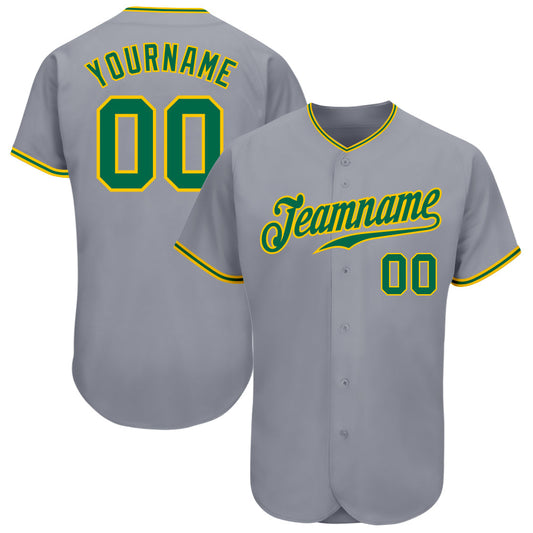 Custom Gray Kelly Green-Gold Authentic Baseball Jersey - Sky-Custom