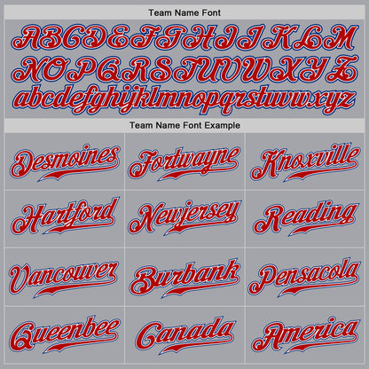Custom Gray Red White-Royal Authentic Baseball Jersey - Sky-Custom