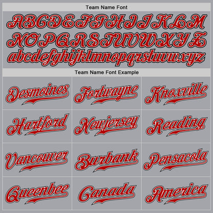 Custom Gray Red White-Black Authentic Baseball Jersey - Sky-Custom