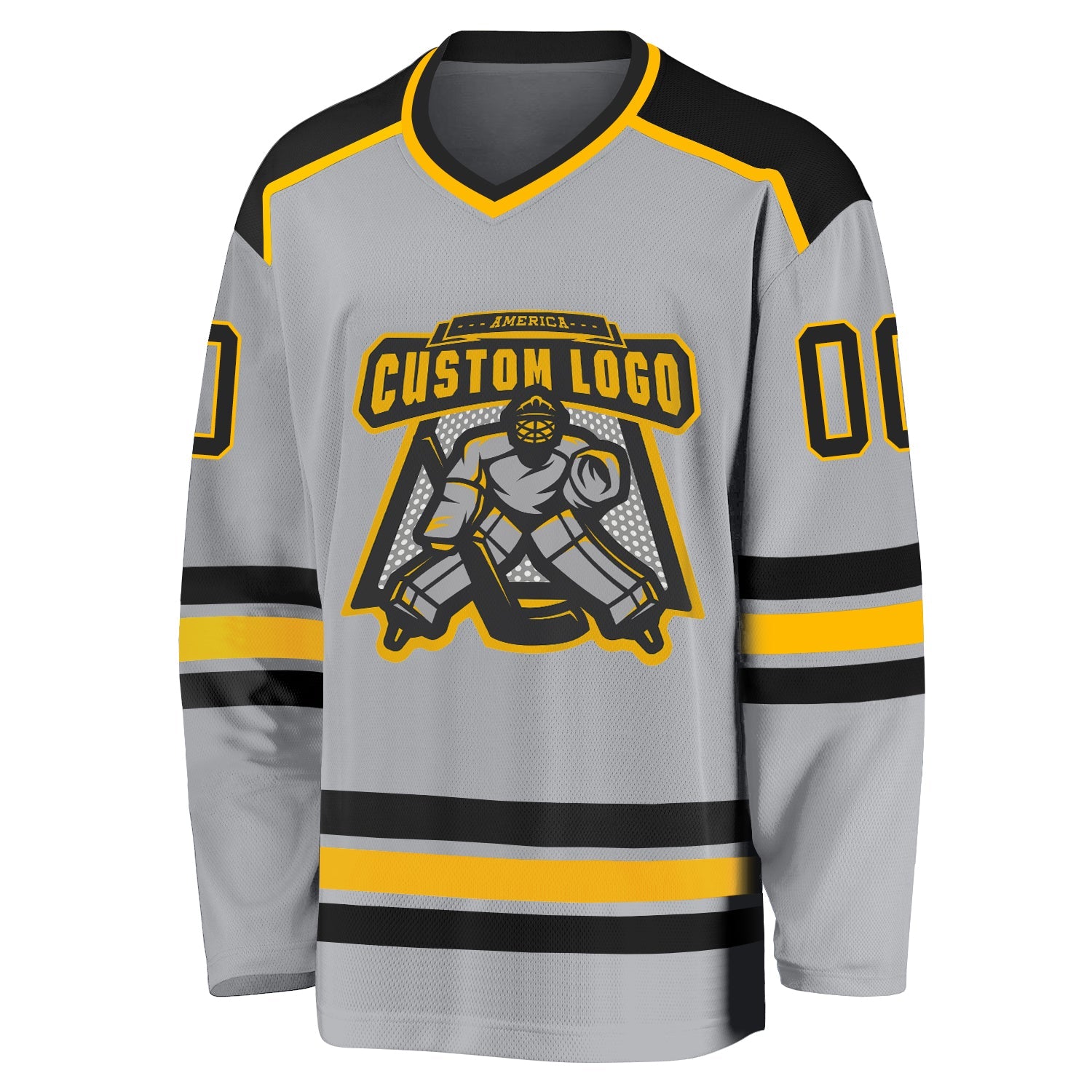 Custom Gray Black-Gold Hockey Jersey - Sky-Custom