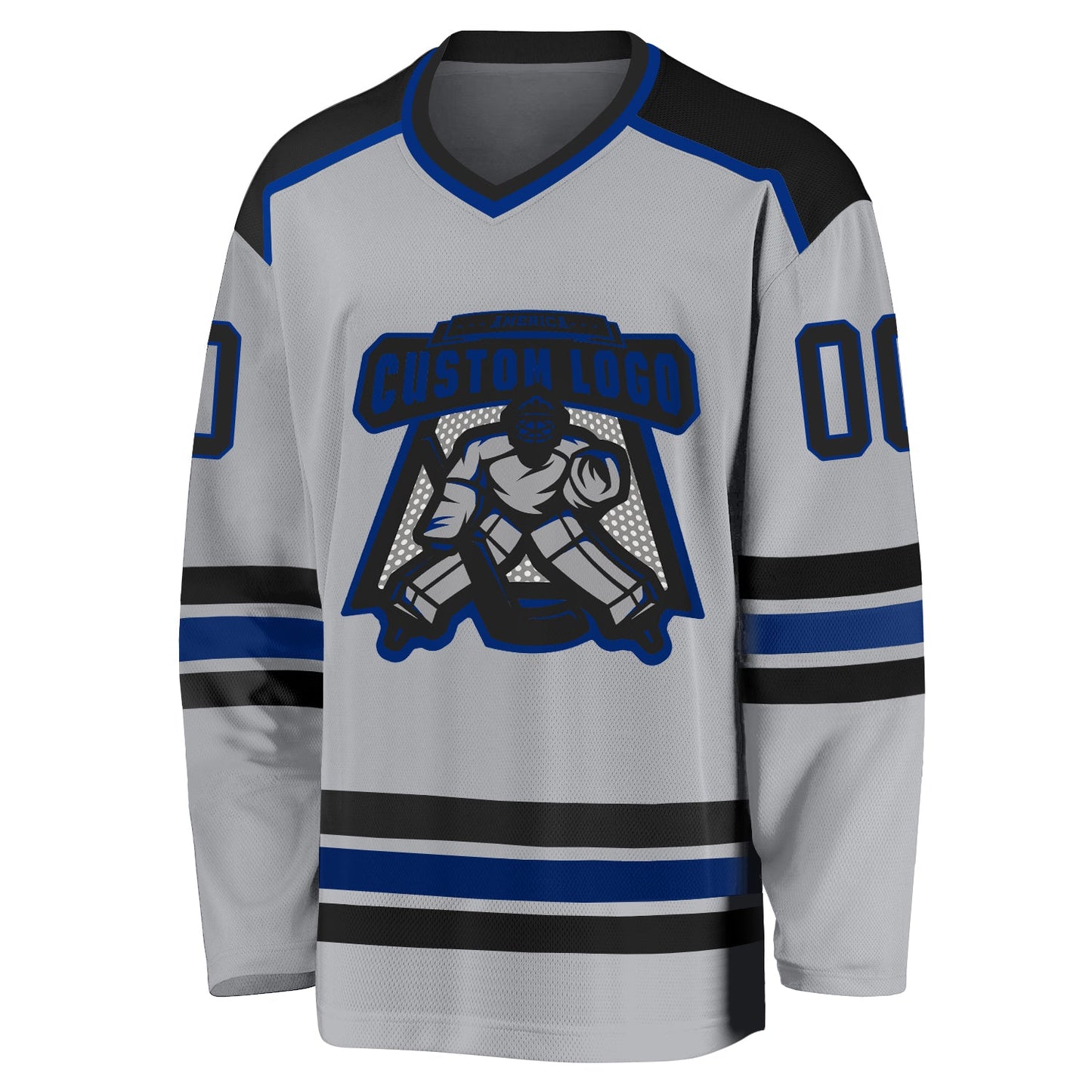 Custom Gray Black-Royal Hockey Jersey - Sky-Custom