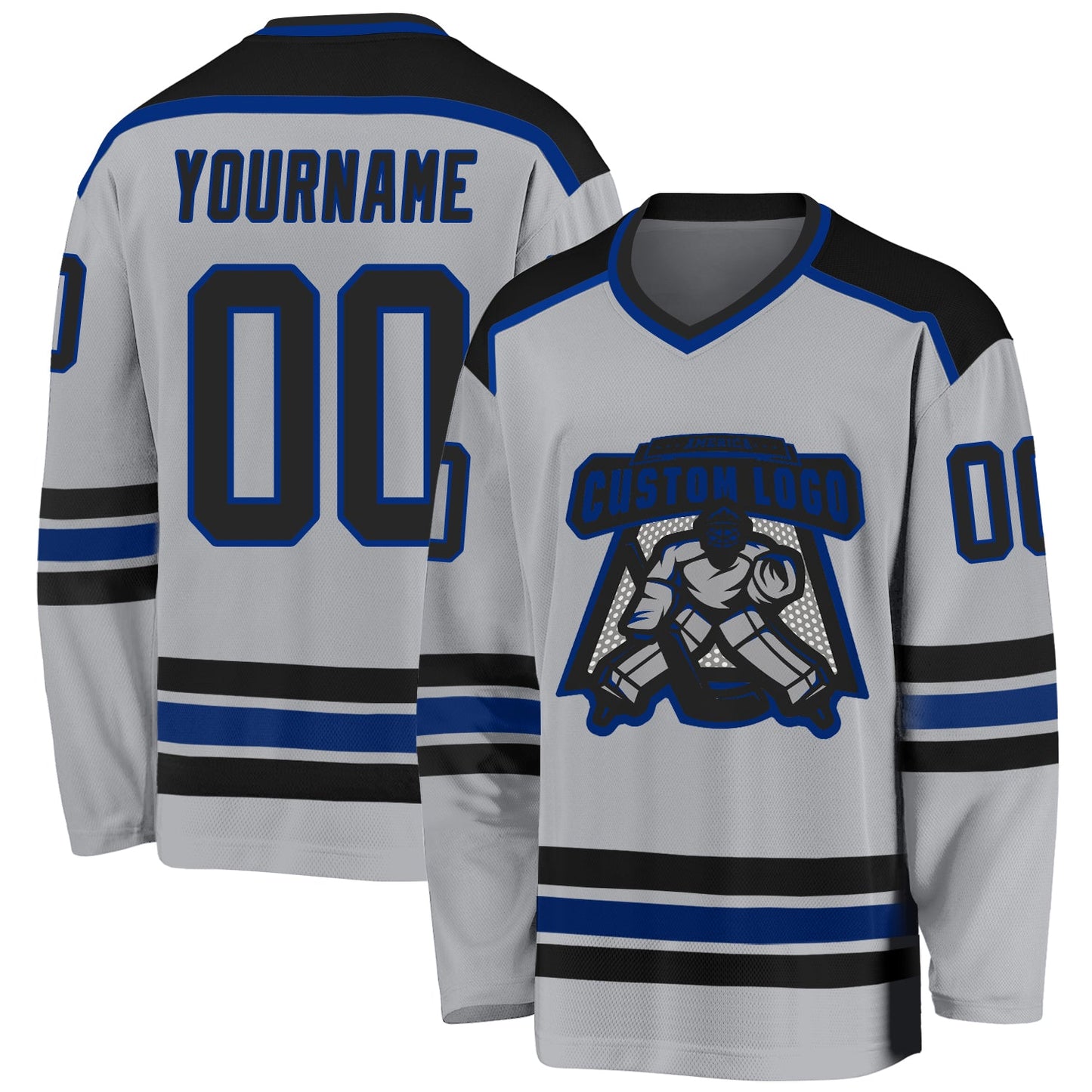 Custom Gray Black-Royal Hockey Jersey - Sky-Custom