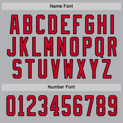 Custom Gray Red-Black Hockey Jersey - Sky-Custom