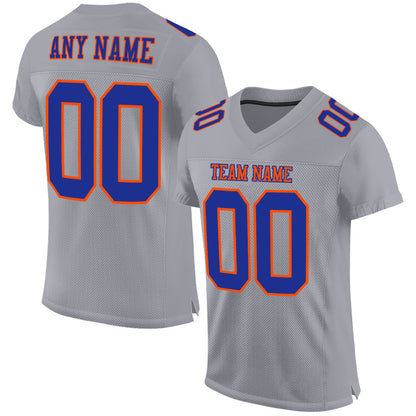 Custom Gray Royal-Orange Mesh Authentic Football Jersey - Sky-Custom