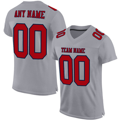 Custom Gray Red-Navy Mesh Authentic Football Jersey - Sky-Custom