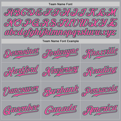 Custom Gray Pink-Kelly Green Authentic Baseball Jersey - Sky-Custom