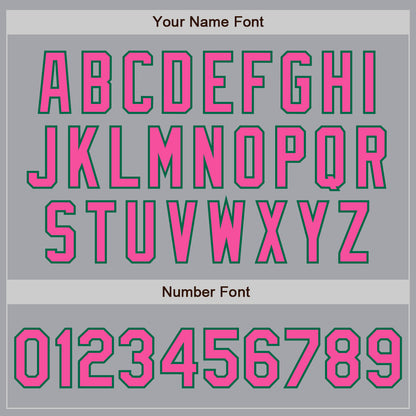 Custom Gray Pink-Kelly Green Authentic Baseball Jersey - Sky-Custom