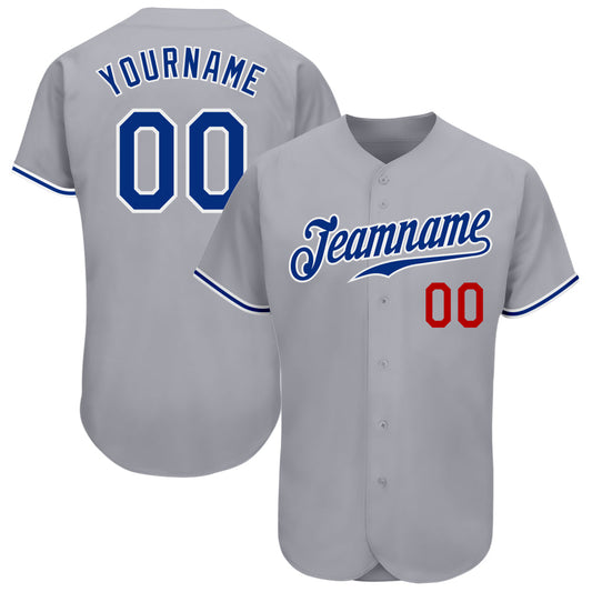 Custom Gray Royal-Red Authentic Baseball Jersey - Sky-Custom