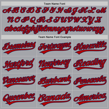 Custom Gray Red-Navy Authentic Baseball Jersey - Sky-Custom