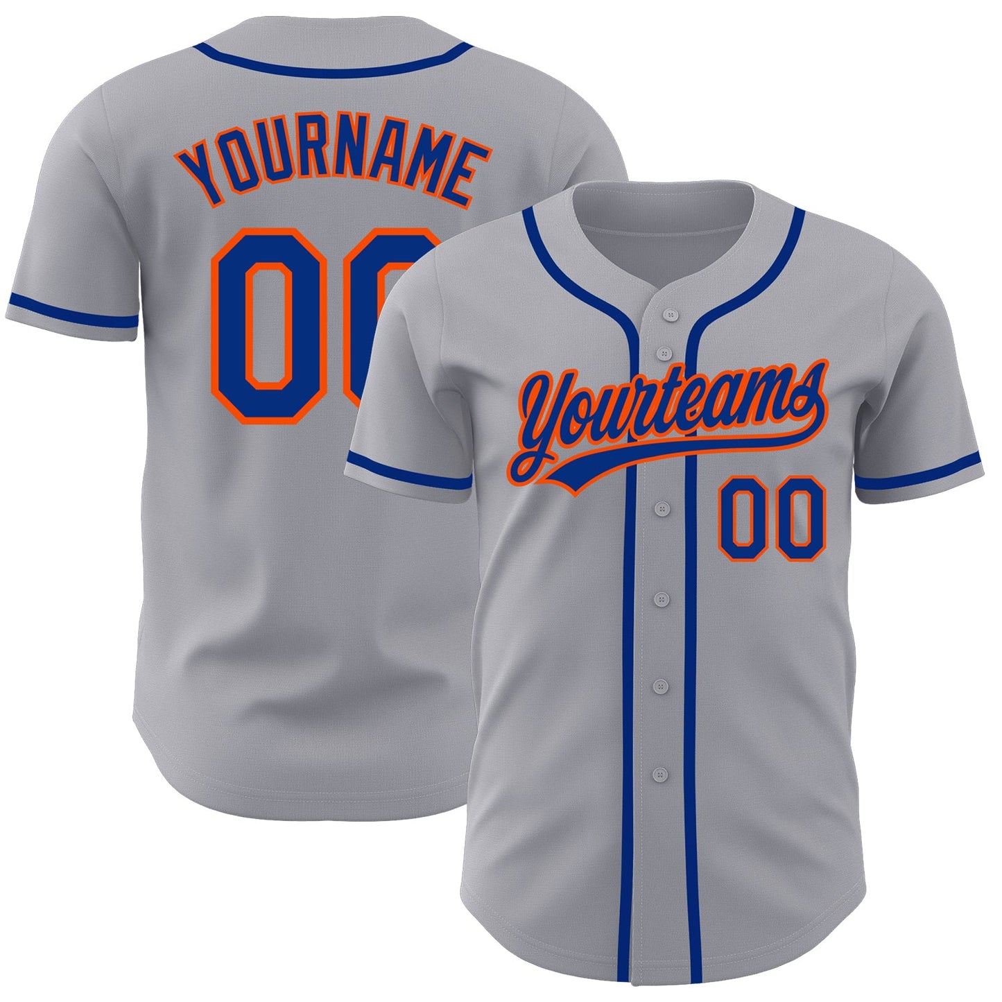 Custom Gray Royal-Orange Authentic Baseball Jersey - Sky-Custom