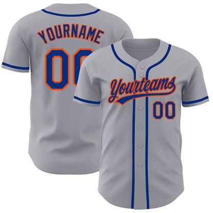Custom Gray Royal-Orange Authentic Baseball Jersey - Sky-Custom