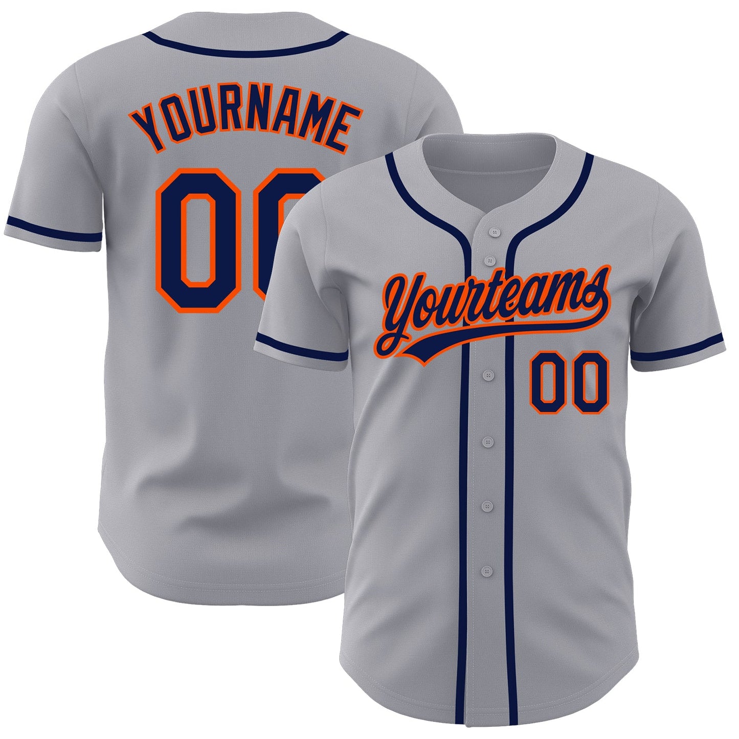Custom Gray Navy-Orange Authentic Baseball Jersey - Sky-Custom