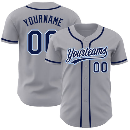Custom Gray Navy-Light Blue Authentic Baseball Jersey - Sky-Custom