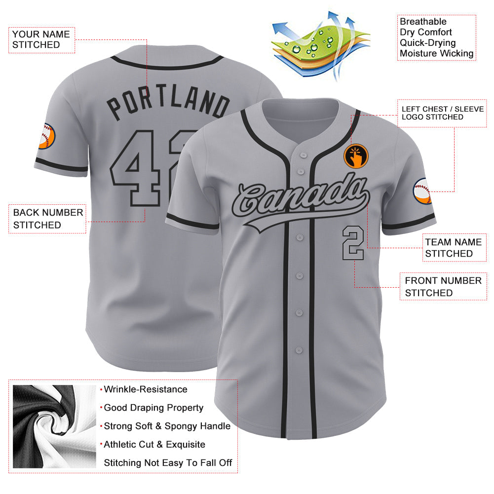 Custom Gray Gray-Black Authentic Baseball Jersey - Sky-Custom