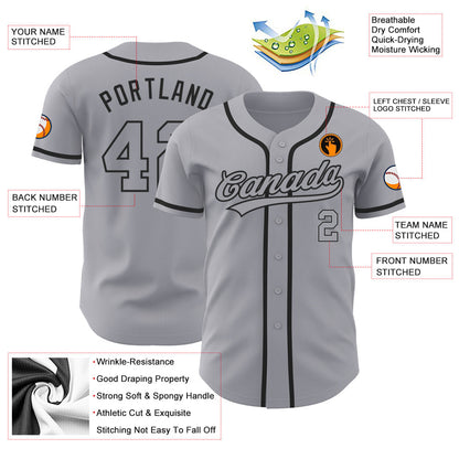 Custom Gray Gray-Black Authentic Baseball Jersey - Sky-Custom